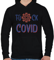 printfashion Fuck Covid - Férfi kapucnis pulóver - Fekete (10441491)