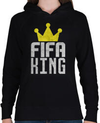 printfashion Fifa King - Női kapucnis pulóver - Fekete (13163588)