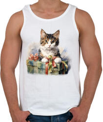 printfashion Karácsonyi cica - Férfi atléta - Fehér (14723779)