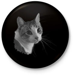 printfashion Cica (fekete fehér újság) - Kitűző, hűtőmágnes - Fekete (14446534)