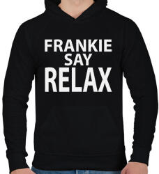 printfashion frankie-say-relax-white - Férfi kapucnis pulóver - Fekete (876903)