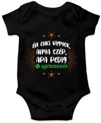 printfashion Apa pedig szerencsés - Baba Body - Fekete (7898690)
