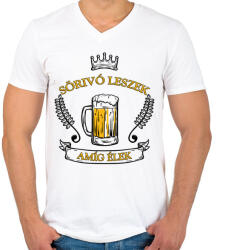 printfashion Sörivó leszek - Férfi V-nyakú póló - Fehér (3174489)