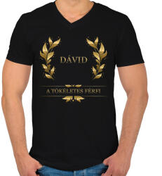 printfashion Dávid - Férfi V-nyakú póló - Fekete (2773606)