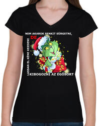 printfashion Nem akarok senkit sürgetni, de - Női V-nyakú póló - Fekete (15126069)