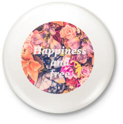 printfashion HAPPINESS - Kitűző, hűtőmágnes - Fehér (3075108)