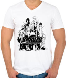 printfashion Boruto - Férfi V-nyakú póló - Fehér (5673049)