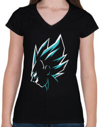 printfashion Super Saiyan Vegeta - Női V-nyakú póló - Fekete (357248)