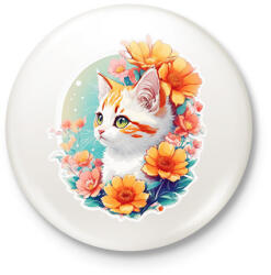 printfashion cat2 - Kitűző, hűtőmágnes - Fehér (13558494)
