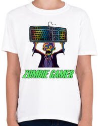 printfashion Zombie Gamer (PC) - Gyerek póló - Fehér (16696867)