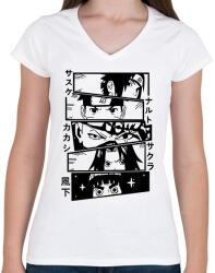 printfashion Naruto karakterek - Női V-nyakú póló - Fehér (13642997)