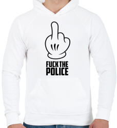 printfashion Fuck the police - Férfi kapucnis pulóver - Fehér (1138009)