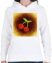 printfashion Cseresznye - Női kapucnis pulóver - Fehér (10698400)