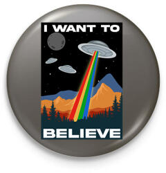 printfashion I want to believe - Kitűző, hűtőmágnes - Sötétszürke (6982736)
