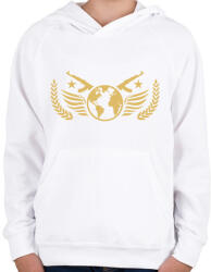 printfashion Global Elite - Gyerek kapucnis pulóver - Fehér (1745968)