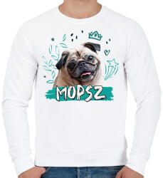printfashion Mopsz firka - Férfi pulóver - Fehér (11849165)