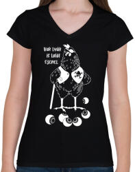 printfashion Vak tyúk is talál szemet - Női V-nyakú póló - Fekete (1201638)