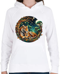 printfashion Tigrismama a kölykével - Női kapucnis pulóver - Fehér (16030978)