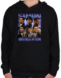 printfashion Bridgerton Simon - Gyerek kapucnis pulóver - Fekete (16532677)