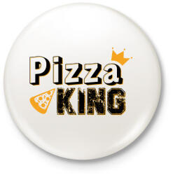 printfashion Pizza király - Kitűző, hűtőmágnes - Fehér (9403164)