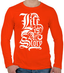 printfashion Az élet egy történet - Férfi hosszú ujjú póló - Narancs (184661)