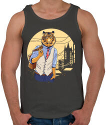 printfashion Tigris a váosban - Férfi atléta - Sötétszürke (144112)