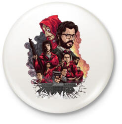 printfashion Money Heist - Kitűző, hűtőmágnes - Fehér (4273327)