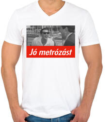 printfashion Jó metrózást - Férfi V-nyakú póló - Fehér (1082253)