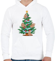printfashion Lajháros Karácsonyfa - Férfi kapucnis pulóver - Fehér (14598109)