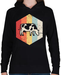 printfashion Retro szarvasmarha - Női kapucnis pulóver - Fekete (1190253)