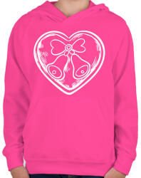 printfashion Karácsonyi csengős szív - Gyerek kapucnis pulóver - Fukszia (5685476)