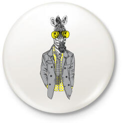 printfashion Hipster Zebra - Kitűző, hűtőmágnes - Fehér (3079085)