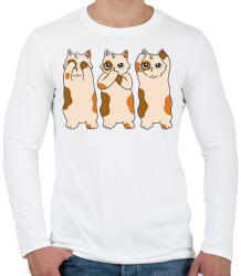 printfashion Három cica - Férfi hosszú ujjú póló - Fehér (9184839)