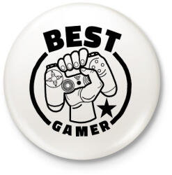 printfashion Best gamer - Kitűző, hűtőmágnes - Fehér (13639537)
