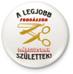 printfashion Fodrász szülinapja március színes - Kitűző, hűtőmágnes - Fehér (5490872)