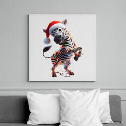 printfashion Táncoló karácsonyi party zebra - Vászonkép - Fehér (15263597)