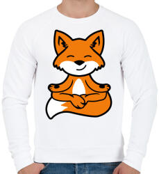 printfashion Meditáló róka - Férfi pulóver - Fehér (5023072)
