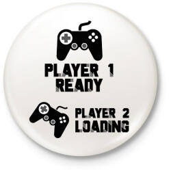 printfashion Player 1, Player 2 - Kismama - Kitűző, hűtőmágnes - Fehér (7056163)