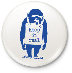 printfashion Keep it real - Banksy graffiti - Kitűző, hűtőmágnes - Fehér (7100647)