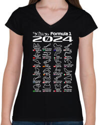 printfashion Formula 1 (1) - Női V-nyakú póló - Fekete (15537178)