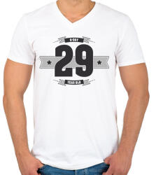 printfashion b-day-29-dark-lightgrey - Férfi V-nyakú póló - Fehér (509682)