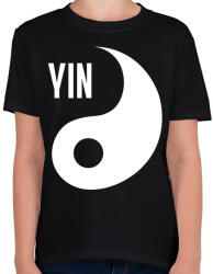 printfashion Yin Yang - Yin - Gyerek póló - Fekete (6993545)