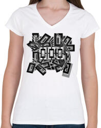 printfashion Illusion Trio1 - Női V-nyakú póló - Fehér (3292825)