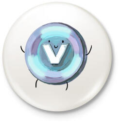printfashion V-bucks - Fortnite - Kitűző, hűtőmágnes - Fehér (4001180)