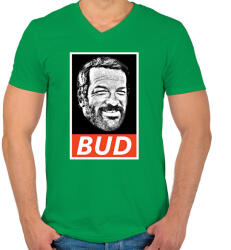 printfashion BUD SPENCER - Férfi V-nyakú póló - Zöld (2000540)