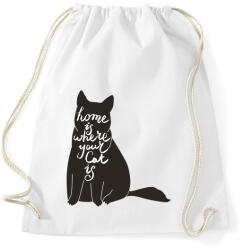 printfashion Az otthon ott van ahol a macskád - Sportzsák, Tornazsák - Fehér (5263512)