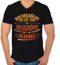 printfashion Boldogság - Teleszkóp - Férfi V-nyakú póló - Fekete (9726779)