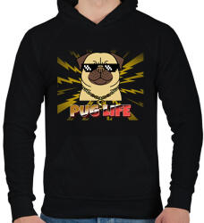 printfashion PUG LIFE 2 - Férfi kapucnis pulóver - Fekete (11280798)