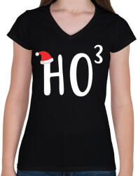printfashion Ho Ho Ho - Női V-nyakú póló - Fekete (1090529)