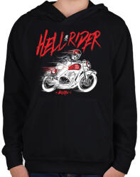 printfashion Hell Rider - fehér - Gyerek kapucnis pulóver - Fekete (31918)